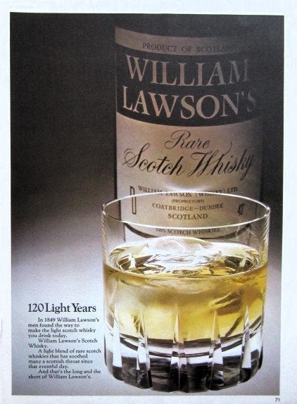 3 vintage advertenties reclames William Lawson whisky 69-72, Ophalen of Verzenden, Gebruikt