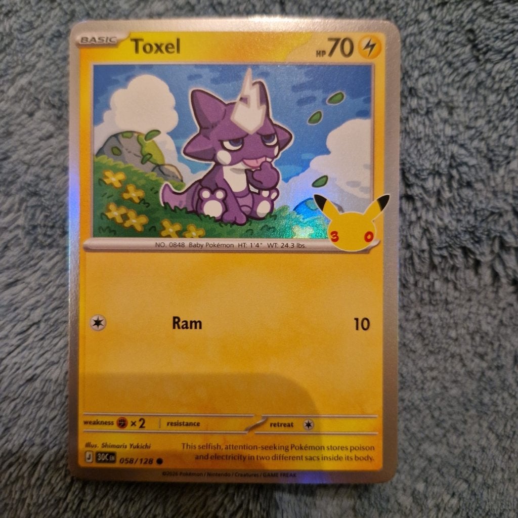 Toxel 058/128 Pokémon 30th Celebration holo, Ophalen of Verzenden, Zo goed als nieuw, Losse kaart, Foil