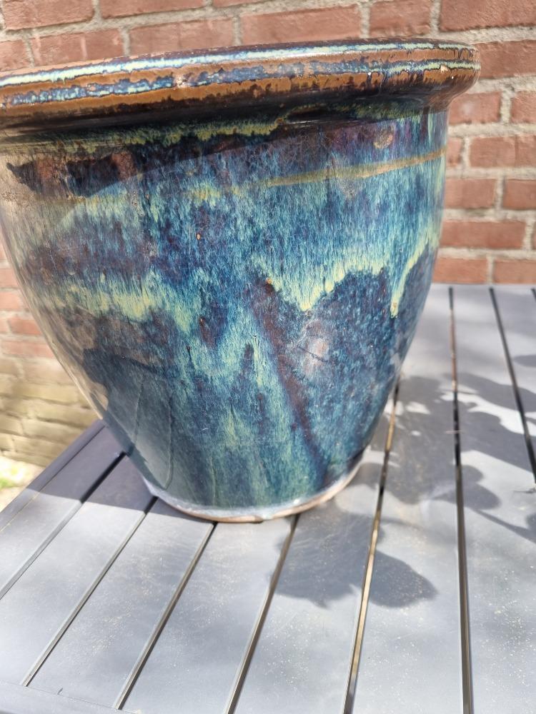 bloempot blauw voor buiten met gat, Tuin en Terras, Bloempotten, Ophalen of Verzenden, 'T Olde Gre-j, Info@toldegrej.nl, Endepoelstraat 20f Didam