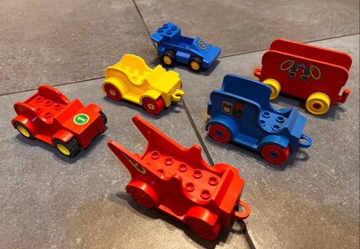 Set van 6 vintage Duplo auto's en karretjes, Ophalen of Verzenden, Gebruikt, Overige typen, Duplo