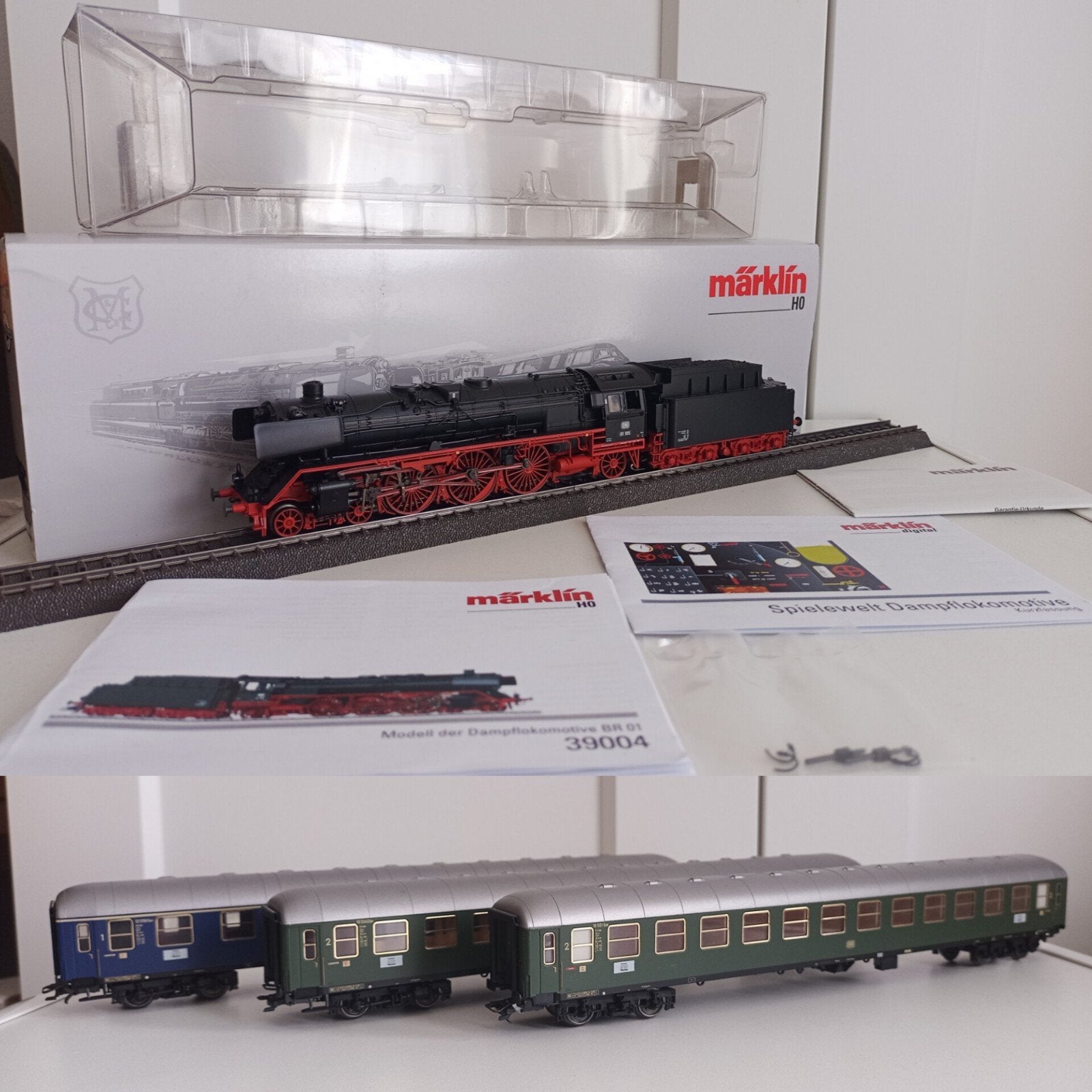 Märklin 39004 BR 01 105 digitaal + 3 rijtuigen 43910 & 43920, Wisselstroom, Gebruikt, Locomotief, Ophalen of Verzenden