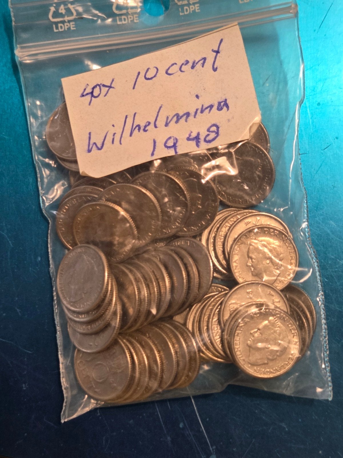 40x 10 cent Wilhelmina 1948 -  muntjes, Ophalen of Verzenden, Koningin Wilhelmina, 10 cent, Setje