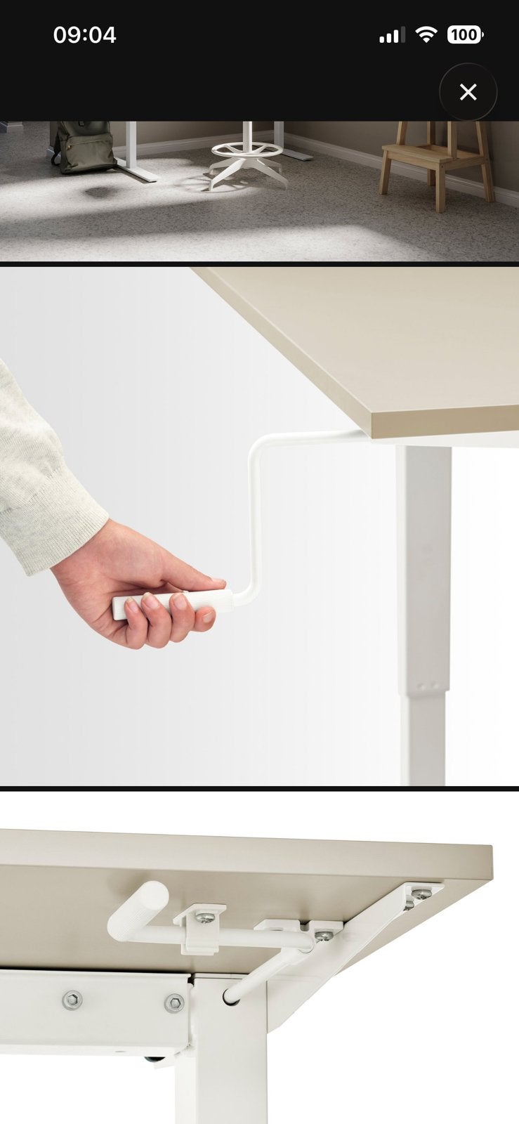 IKEA TROTTEN sit/stand desk — €80, Ophalen, Zo goed als nieuw, IKEA, Zit-sta bureau