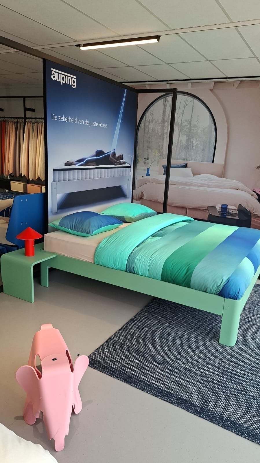 Auping Auronde 1500 bed 180x210, pastille kleur, incl. spira, Huis en Inrichting, Slaapkamer | Bedden, Gebruikt, Overige kleuren