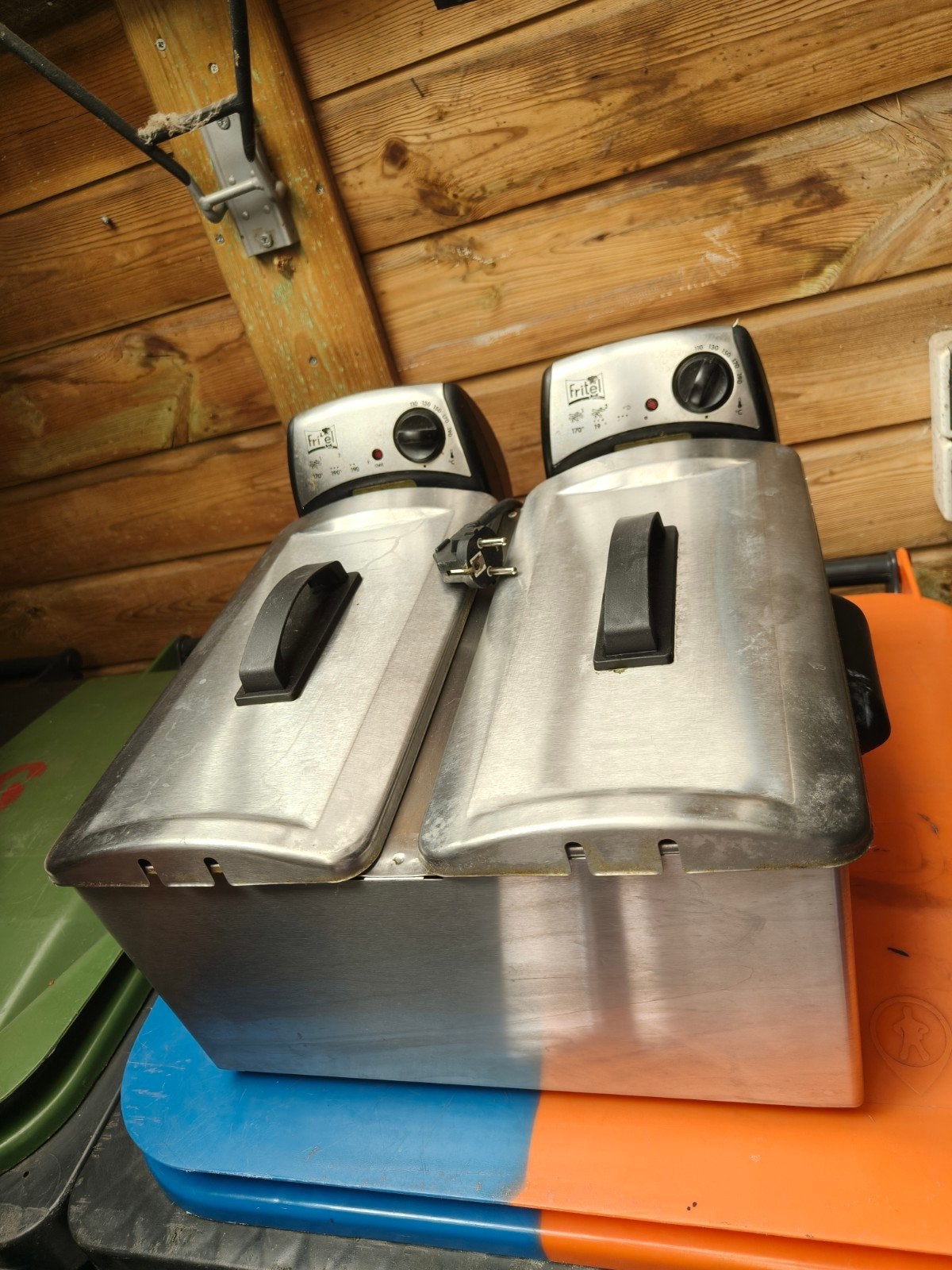 DUBBELE FRITES PAN, Witgoed en Apparatuur, Frituurpannen, 2 tot 3 liter, Ophalen of Verzenden, Gebruikt, Duo-friteuse