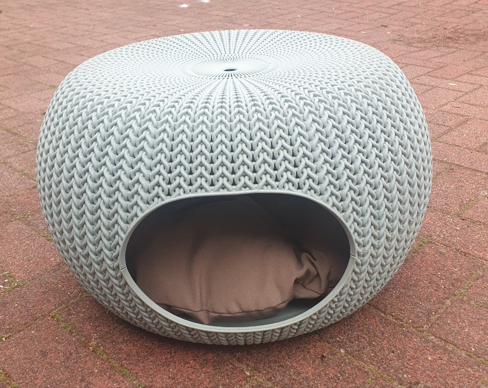 Curver Cozy Pet Home. Kunststof kattenmand grijsblauw, Dieren en Toebehoren, Ophalen, Zo goed als nieuw