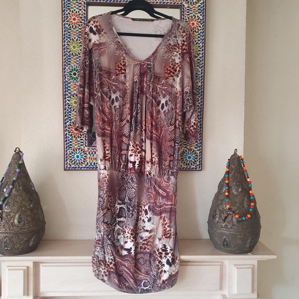 Creme de la crème mooie viscose stretch jurk maat Xl, Kleding | Dames, Jurken, Beige, Maat 42/44 (L), Ophalen of Verzenden, Zo goed als nieuw
