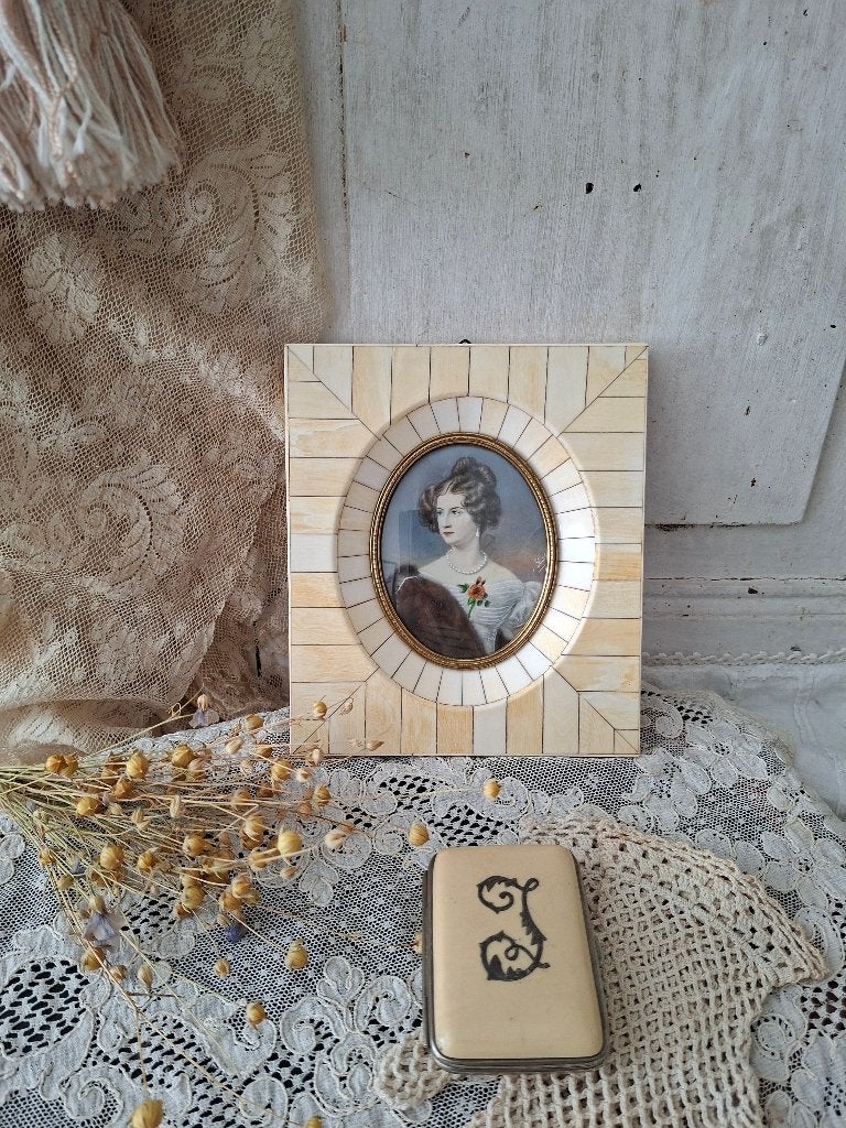 Antiek handgeschilderd miniatuur portretje 'PiFrance', Ophalen of Verzenden