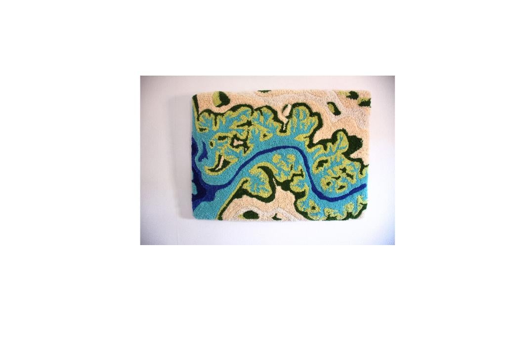 Handgemaakte Getuften Wandkleed : River Delta 50 x 70 cm, Huis en Inrichting, Ophalen of Verzenden, Nieuw