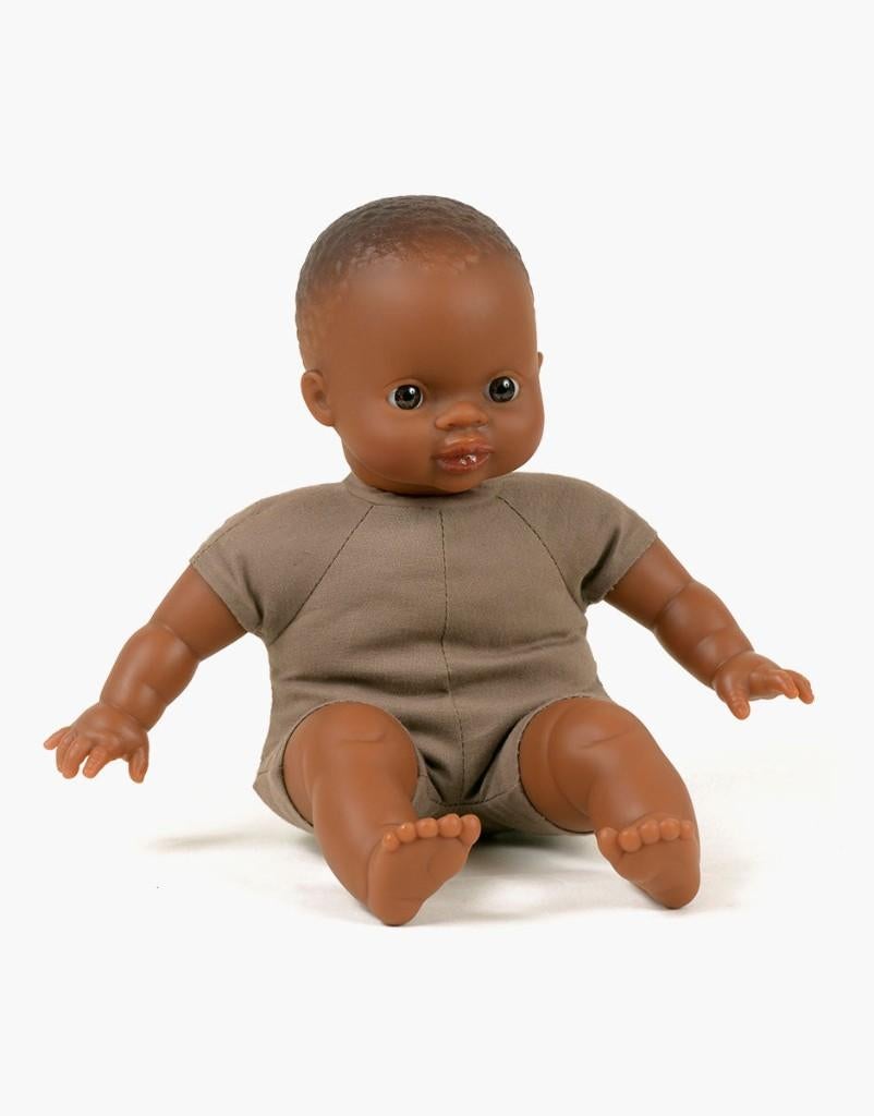 Minikane / Paola Reina Babies donkere pop zacht lijf 28cm, Nieuw, Ophalen of Verzenden, Babypop, Info@bezigebijtjezzz.nl