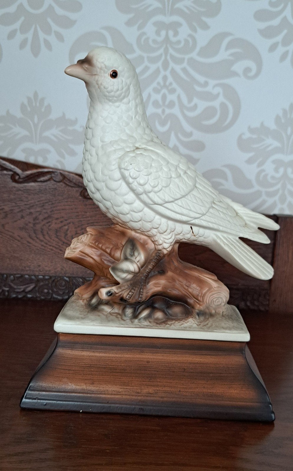 Prachtige porseleinen duif op sokkel - Vintage decoratie, Ophalen, Gebruikt, Dier