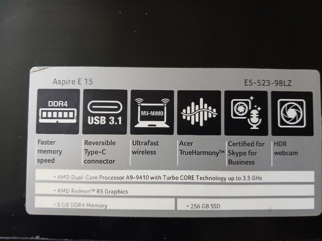 Acer aspire e 15 laptop, Computers en Software, Windows Laptops, Zo goed als nieuw, 15 inch, HDD, 3 tot 4 Ghz, 8 GB, Azerty, Gaming