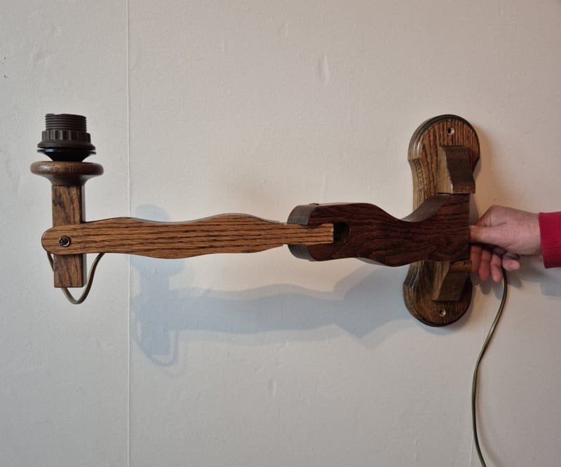 Vintage schaarlamp, eikenhout, Antiek en Kunst, Ophalen of Verzenden