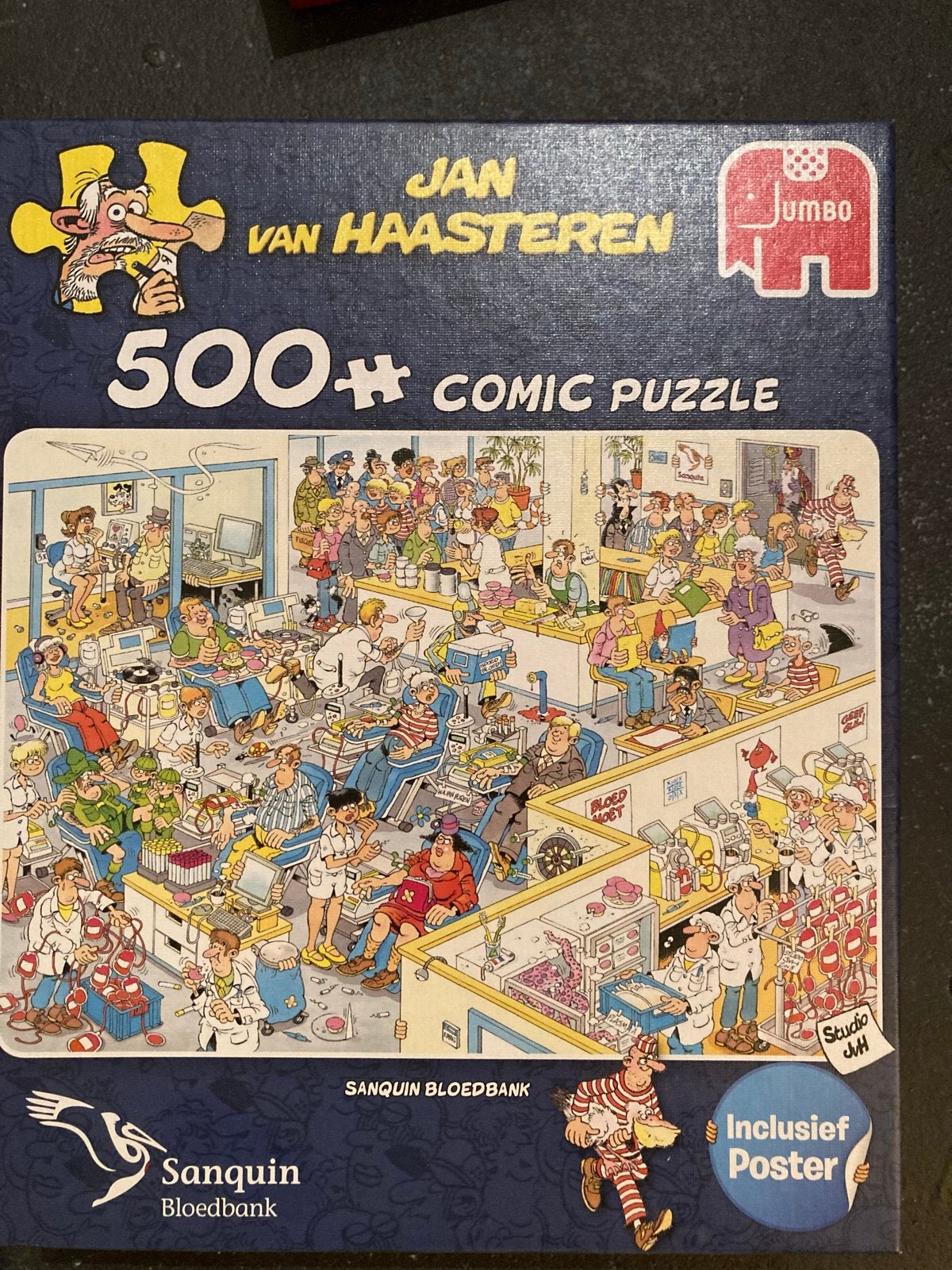 Jan van Haasteren Comic Puzzel Sanquin Bloedbank 500+, Ophalen, Minder dan 500 stukjes, Zo goed als nieuw, Legpuzzel