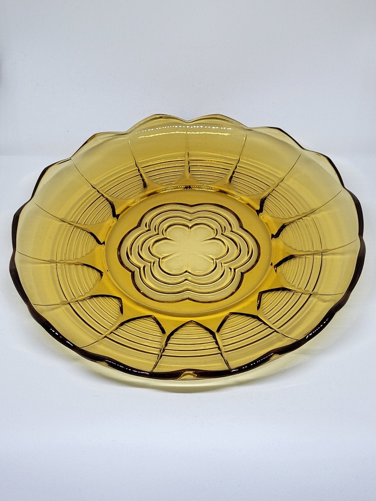 Vintage Amber Persglas Schaal 22cm | Retro, Ophalen of Verzenden