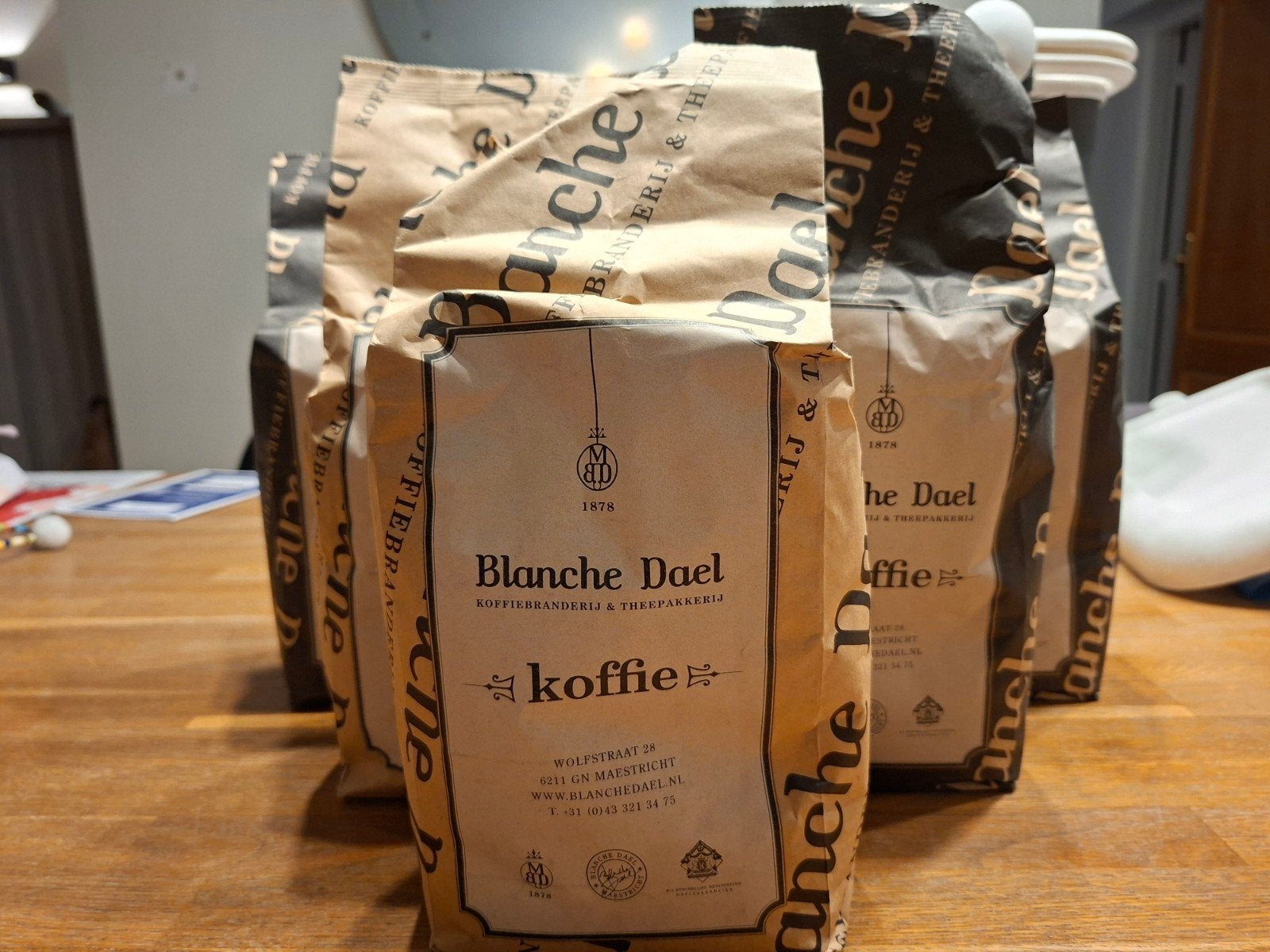 6 blanche dael koffiebonen dummy verpakkingen, Ophalen of Verzenden, Zo goed als nieuw