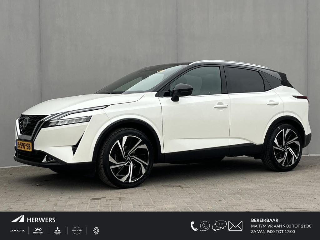 Nissan Qashqai 1.3 MHEV Xtronic Tekna Plus / Panoramadak / T, Euro 6, Wit, Qashqai, 725 kg