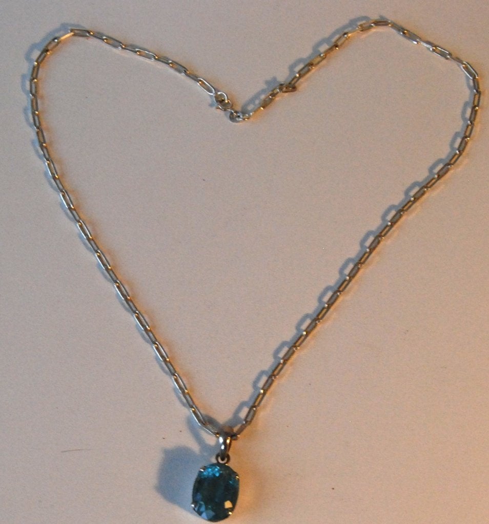 transparante geslepen aquamarijn hangertje, 925 zilver, Sieraden, Tassen en Uiterlijk, Edelstenen, Ophalen of Verzenden, Zo goed als nieuw