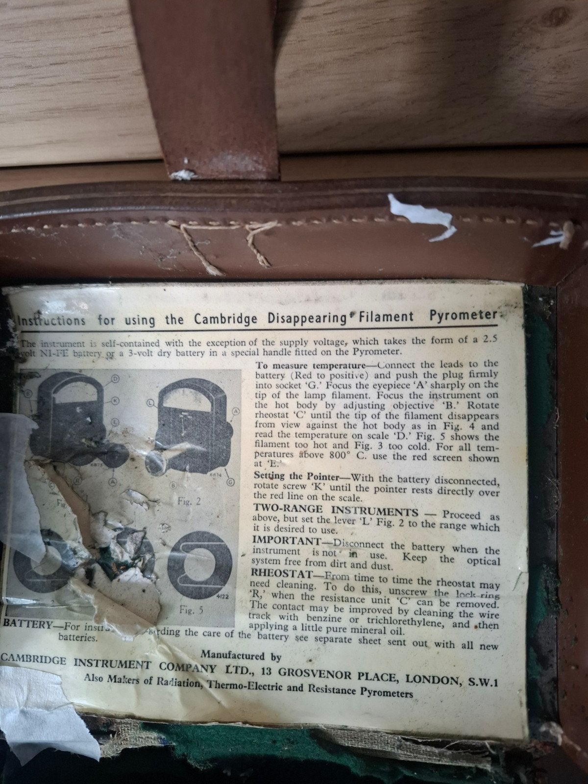 Cambridge Disappearing Filament Pyrometer met leren tas, Ophalen of Verzenden