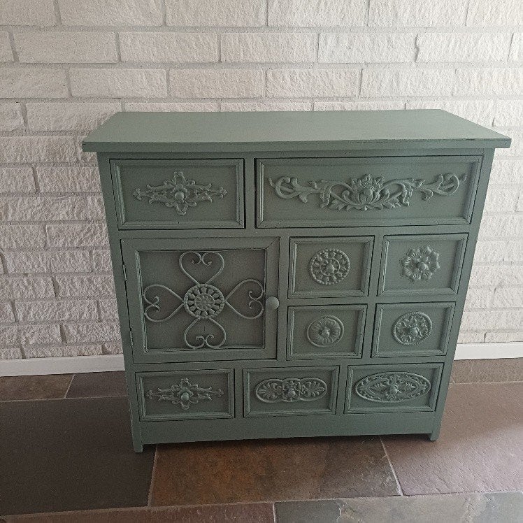 Hip oud-groen kastje, Ophalen, Gebruikt, 1 of 2 laden, 50 tot 100 cm