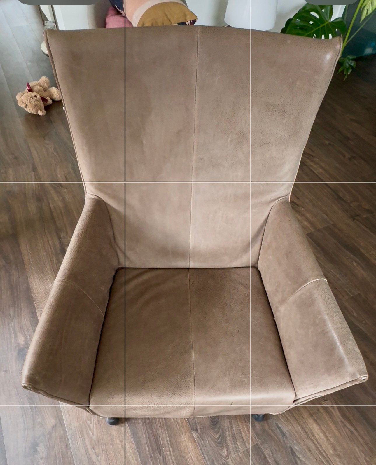 Stoel Charly Montis leer taupe, Huis en Inrichting, Ophalen, Zo goed als nieuw, 50 tot 75 cm, Leer