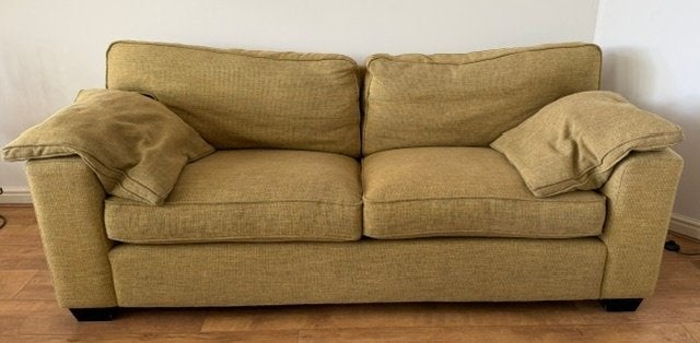 Mooie 3 zitsbank, mosterd geel, compleet gereinigd, Huis en Inrichting, Banken | Bankstellen, Ophalen, 150 tot 200 cm, Driepersoons