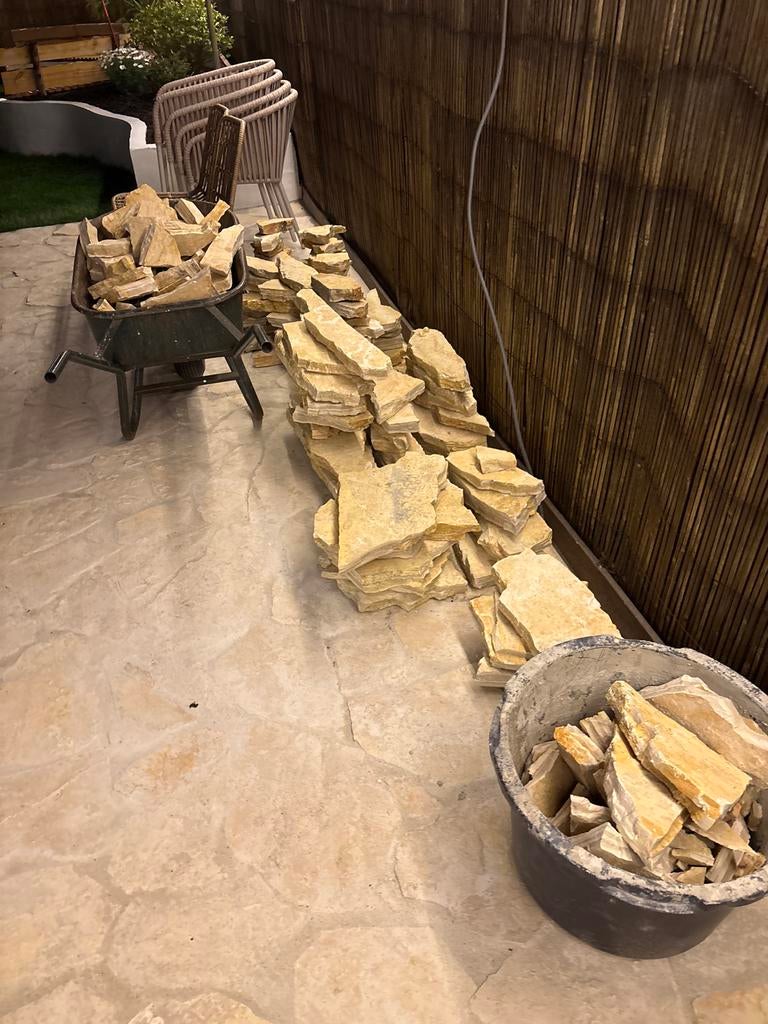+- 4 m2 Flagstone Geel Mediterraans - Natuursteen voor Tuin, Tuin en Terras, Grind, Keien en Split, Ophalen, Zandsteen, Geel, Overige typen