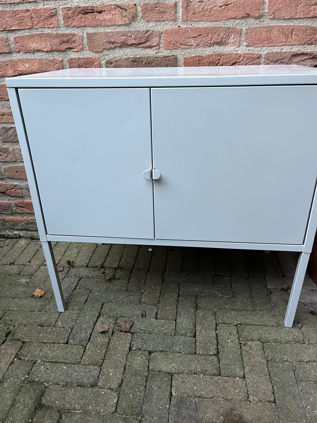 Kleine lockerkast metalen kastje nachtkastje grijs, Ophalen, Gebruikt, Industrieel modern