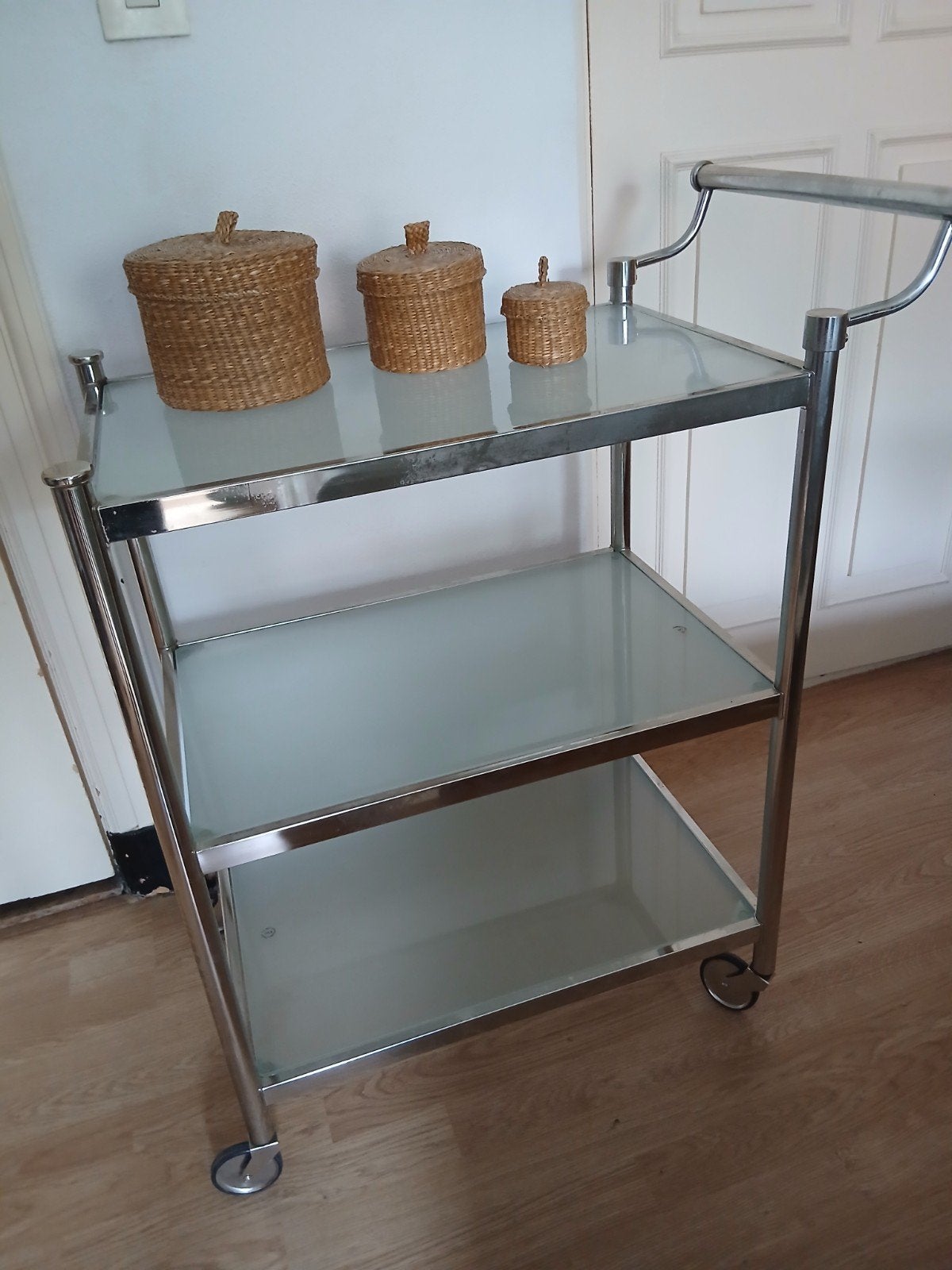 vintage serveerwagen/trolley, Ophalen, Gebruikt, 50 tot 100 cm, Glas