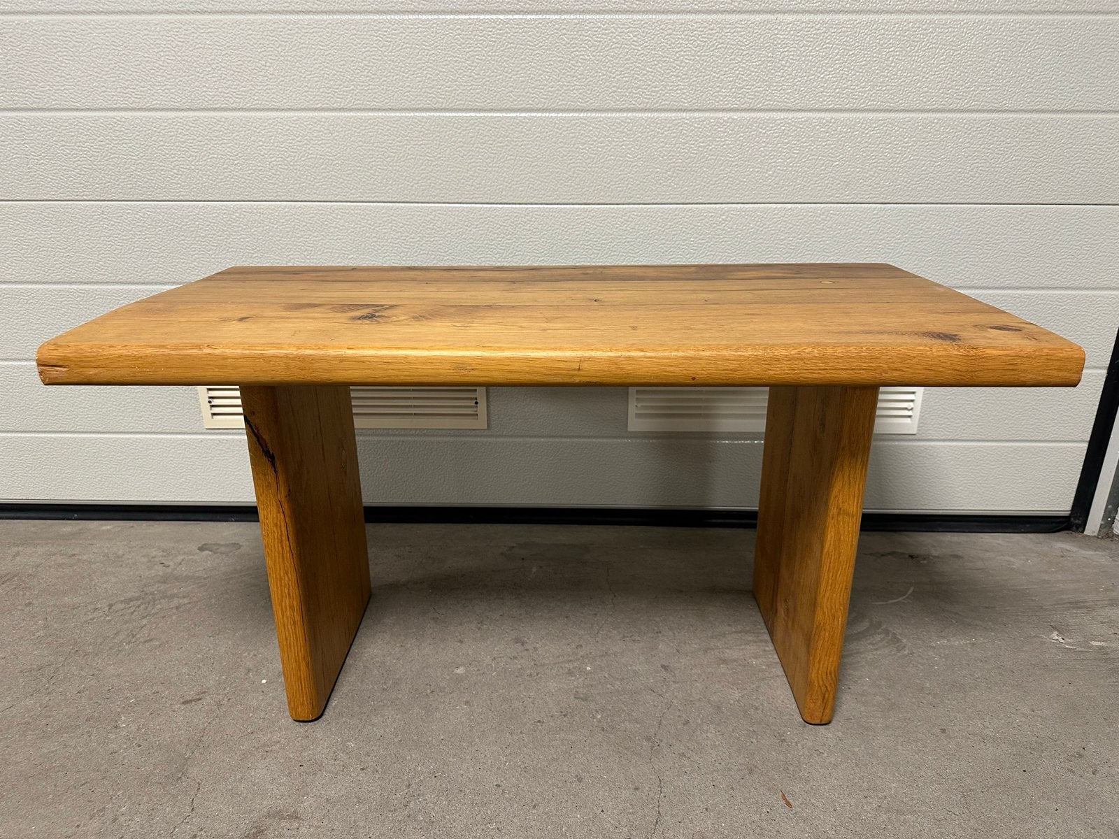 Massief eiken bankje of side table, Gebruikt, 75 cm of meer, Rechthoekig, Hout