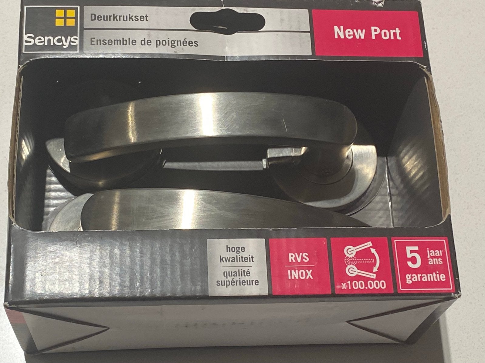 6 sets deurkrukken RVS Sencys nieuw, Ophalen of Verzenden, Nieuw, Rvs, Klink of Kruk