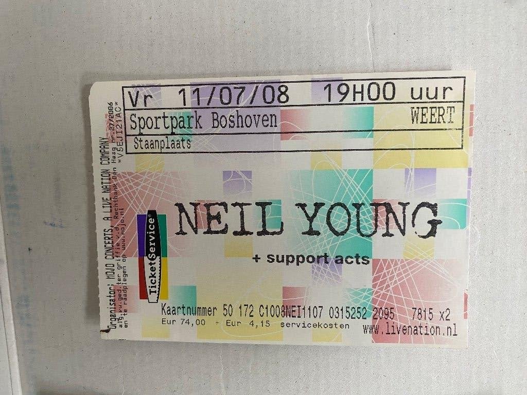 Oud concert kaartje Neil Young, Ophalen of Verzenden, Gebruikt