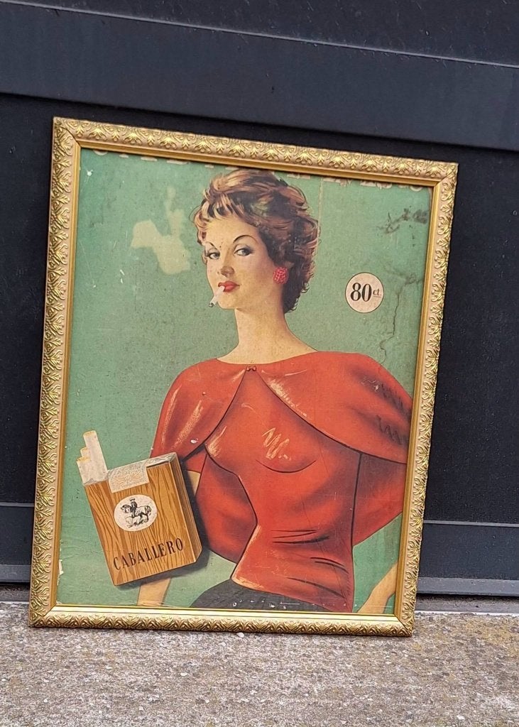 Originele vintage reclame voor Caballero sigaretten🚬, Ophalen, Reclamebord, Gebruikt, .