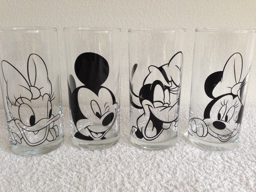 😀4 DISNEY Verschillende LONGDRINK GLAZEN/ Limonade/Water., Ophalen of Verzenden, Zo goed als nieuw, Frisdrankglas