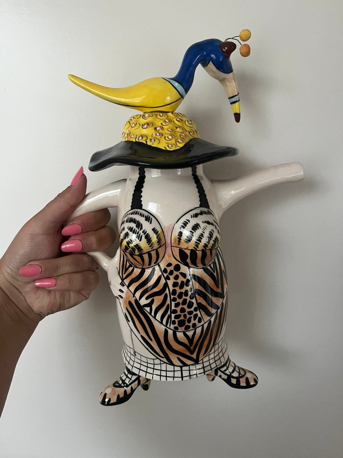 Blue Sky Clayworks theepot - Zebra Teapot - Lynda Corneille., Huis en Inrichting, Keuken | Servies, Overige merken, Ophalen of Verzenden