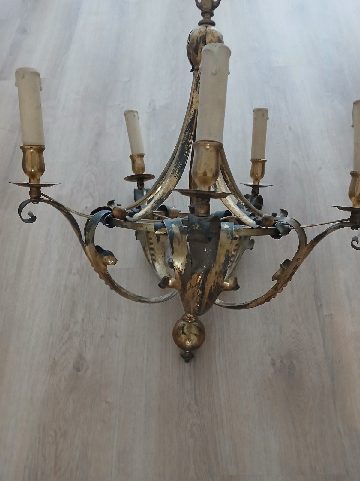 Antieke Franse lellie kroonluchter rond 1920, Antiek en Kunst, Antiek | Lampen, Ophalen of Verzenden