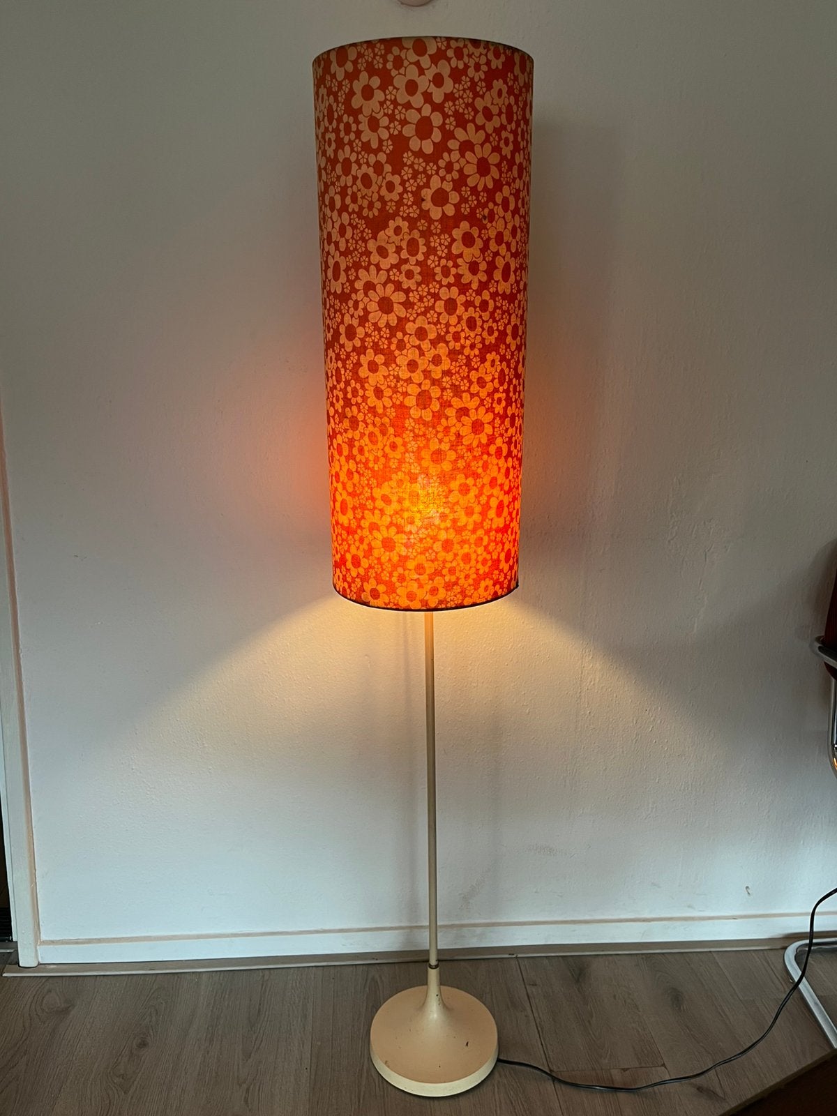 Vintage jaren 60 / 70 vloerlamp lamp, Ophalen, Gebruikt, 100 tot 150 cm, Textiel