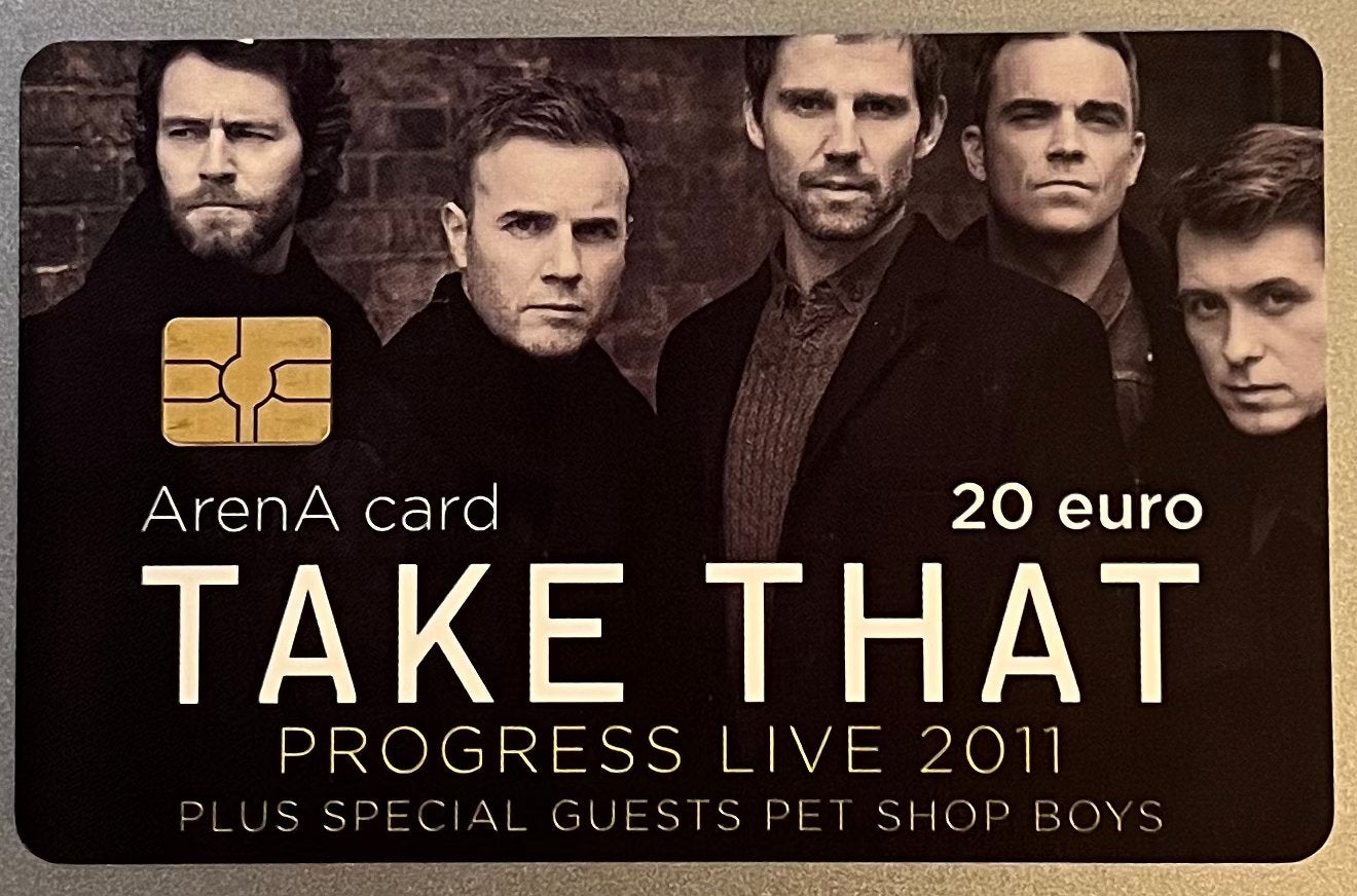 Take That Amsterdam ArenA Card 2011, Ophalen of Verzenden, Gebruikt