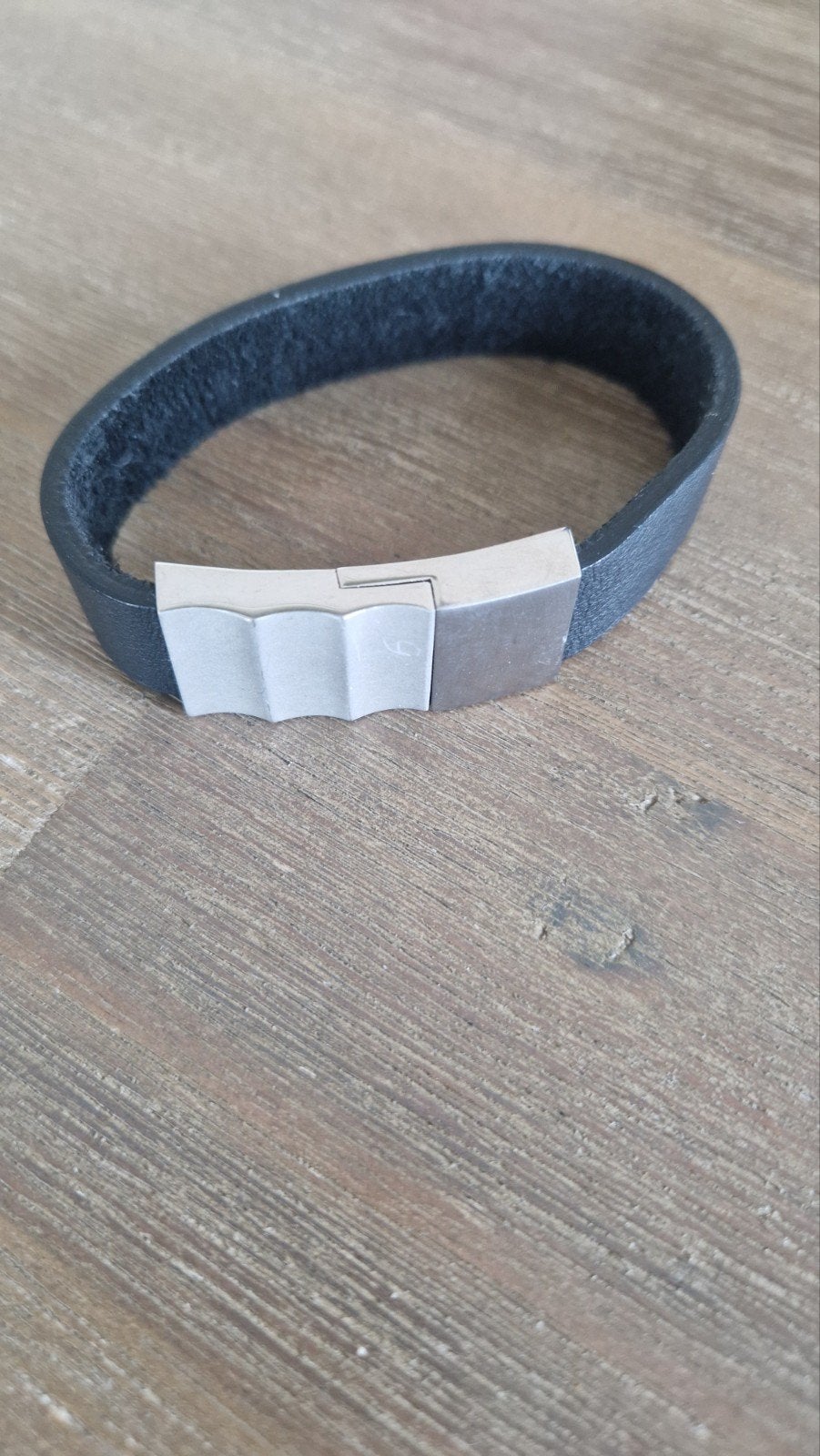 Mooie armband Energetix, Sieraden, Tassen en Uiterlijk, Armbanden, Ophalen of Verzenden, Zwart, Leer