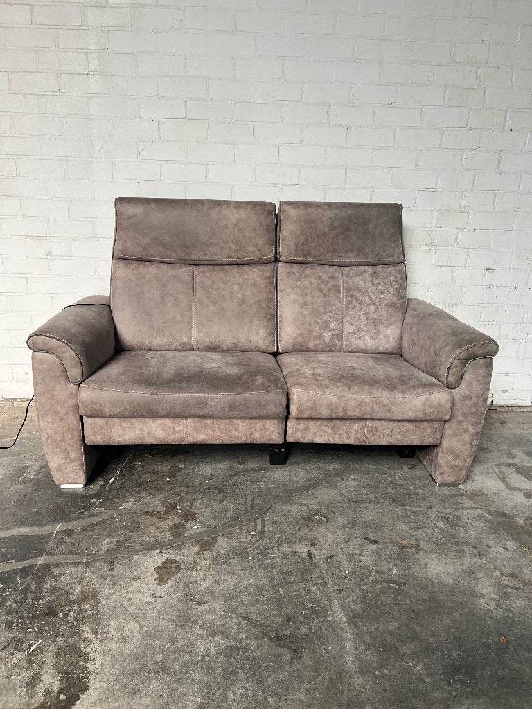 Elektrische relaxbank 2-zits verstelbaar taupe, Huis en Inrichting, 150 tot 200 cm, Tweepersoons, 75 tot 100 cm, Ophalen of Verzenden
