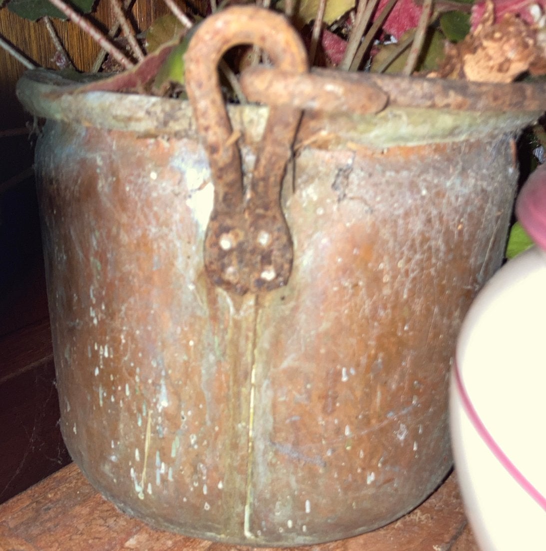 Antieke Koperen Pot met Handvat - Decoratief, Antiek en Kunst, Ophalen of Verzenden, Koper