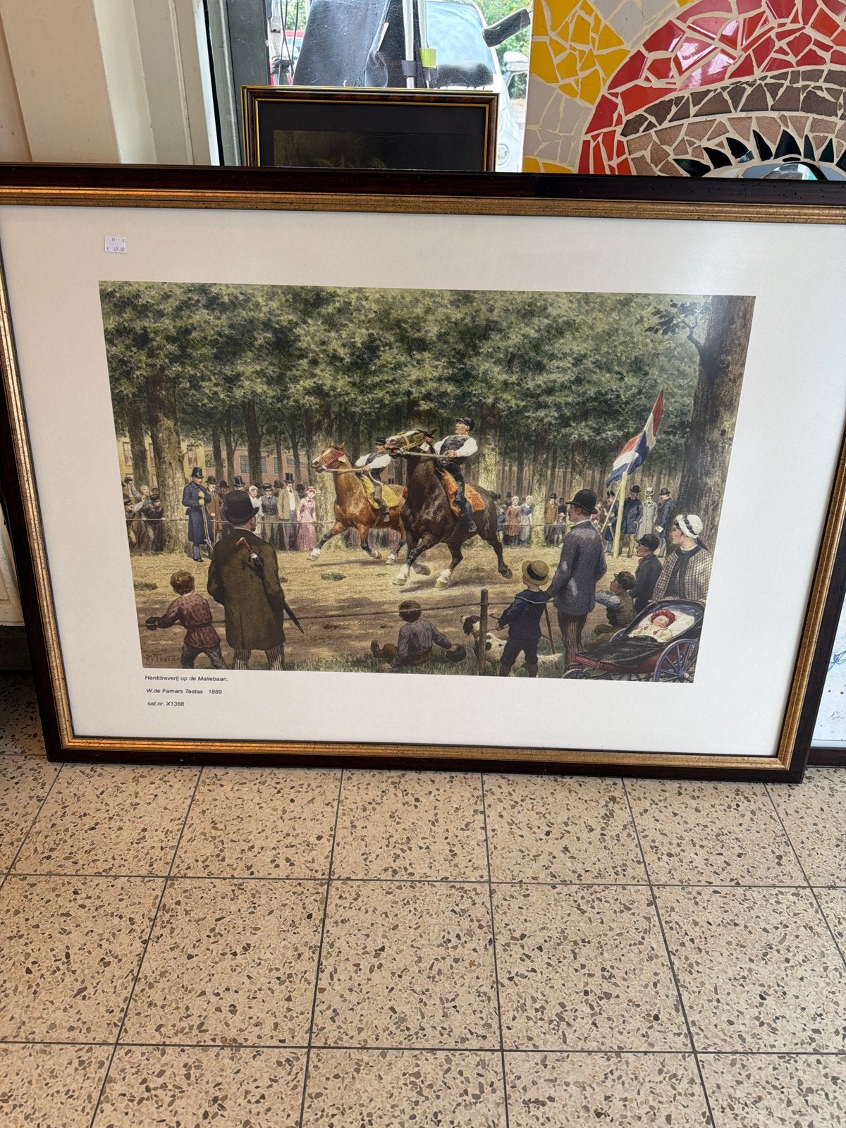 Harddraverij op de Maliebaan - W. de Famars Testas (1889), Antiek en Kunst, Ophalen of Verzenden, Klassiek, Print, Overige onderwerpen