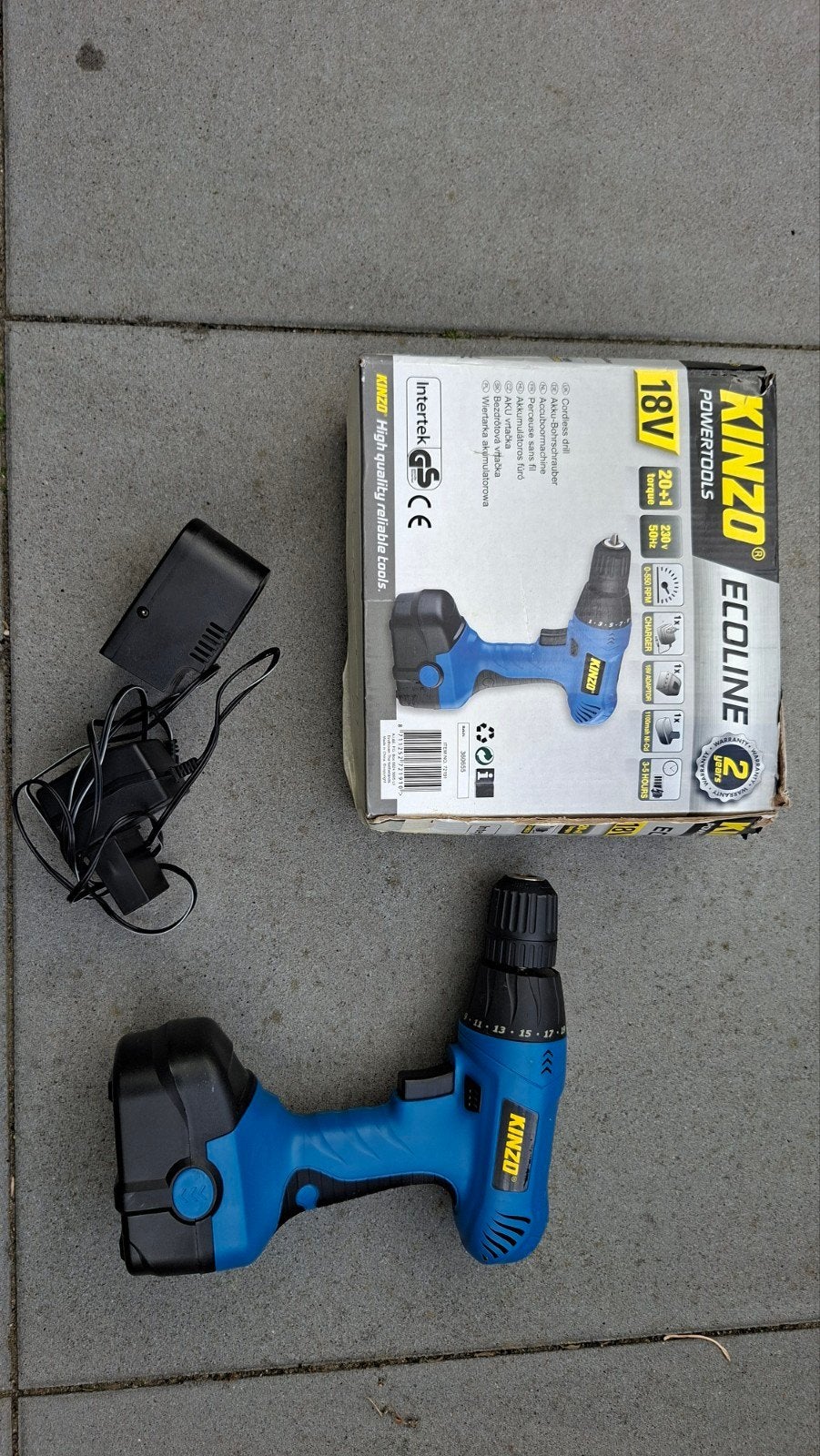 Kinzo Ecoline 18V Accuboormachine met Oplader, Gebruikt, Variabele snelheid, Ophalen of Verzenden, Boor- en Schroefmachine