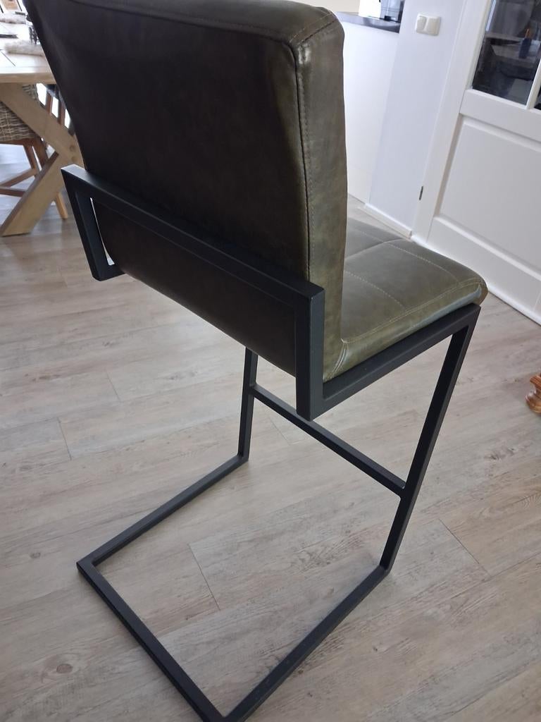Skai leer Barkruk, Ophalen, Gebruikt, Bruin, Leer