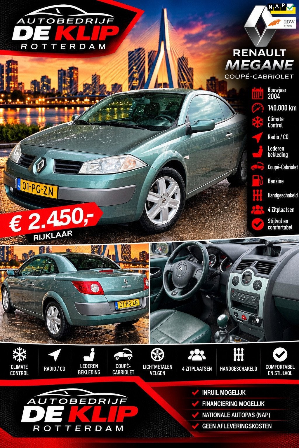 Renault Mégane Coupé-Cabriolet 2.0-16V Privilège Luxe|140, Voorwielaandrijving, 135 pk, Gebruikt, 4 cilinders