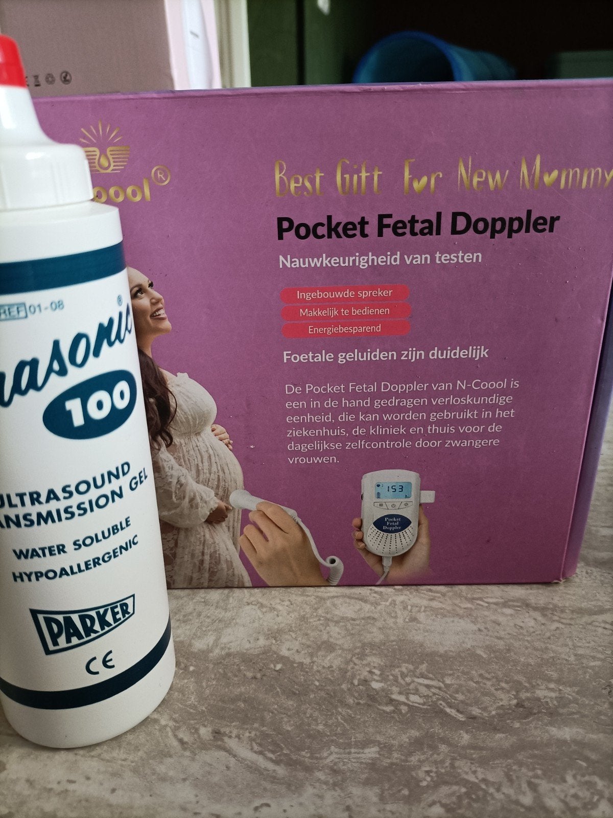 Pocket Foetale Doppler met Ultrasone Gel - N-Coool, Kinderen en Baby's, Ophalen of Verzenden, Gebruikt