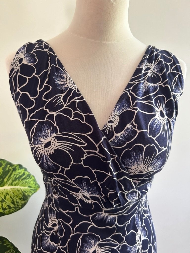 King Louie maat XL maxi lange blauwe jurk 3351, Blauw, Maat 46/48 (XL) of groter, Ophalen of Verzenden, Zo goed als nieuw