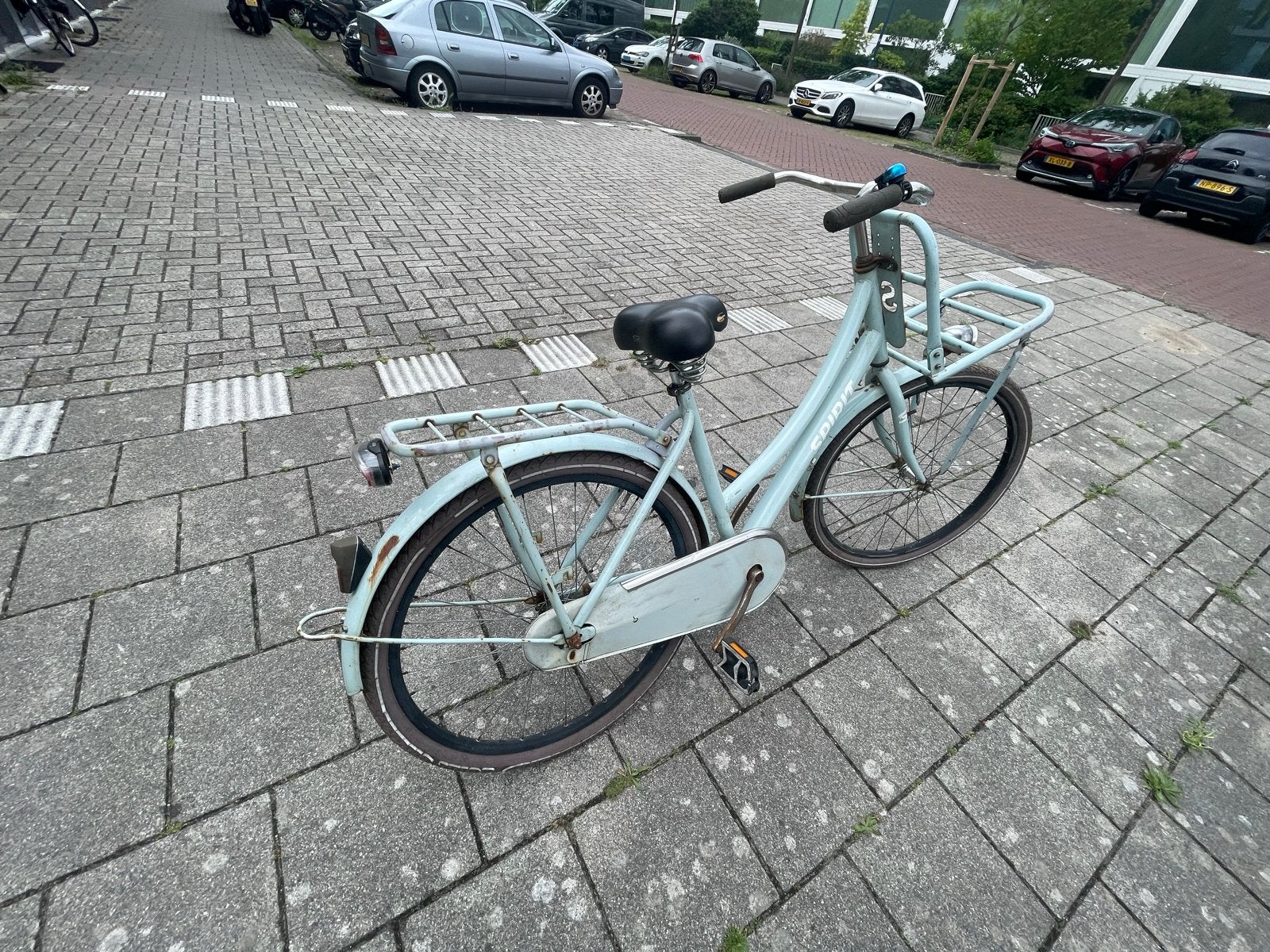 Spirit transportfiets 26 inch - Lichtblauw - Gebruikt, Fietsen en Brommers, Fietsen | Dames | Damesfietsen, Overige merken, Terugtraprem