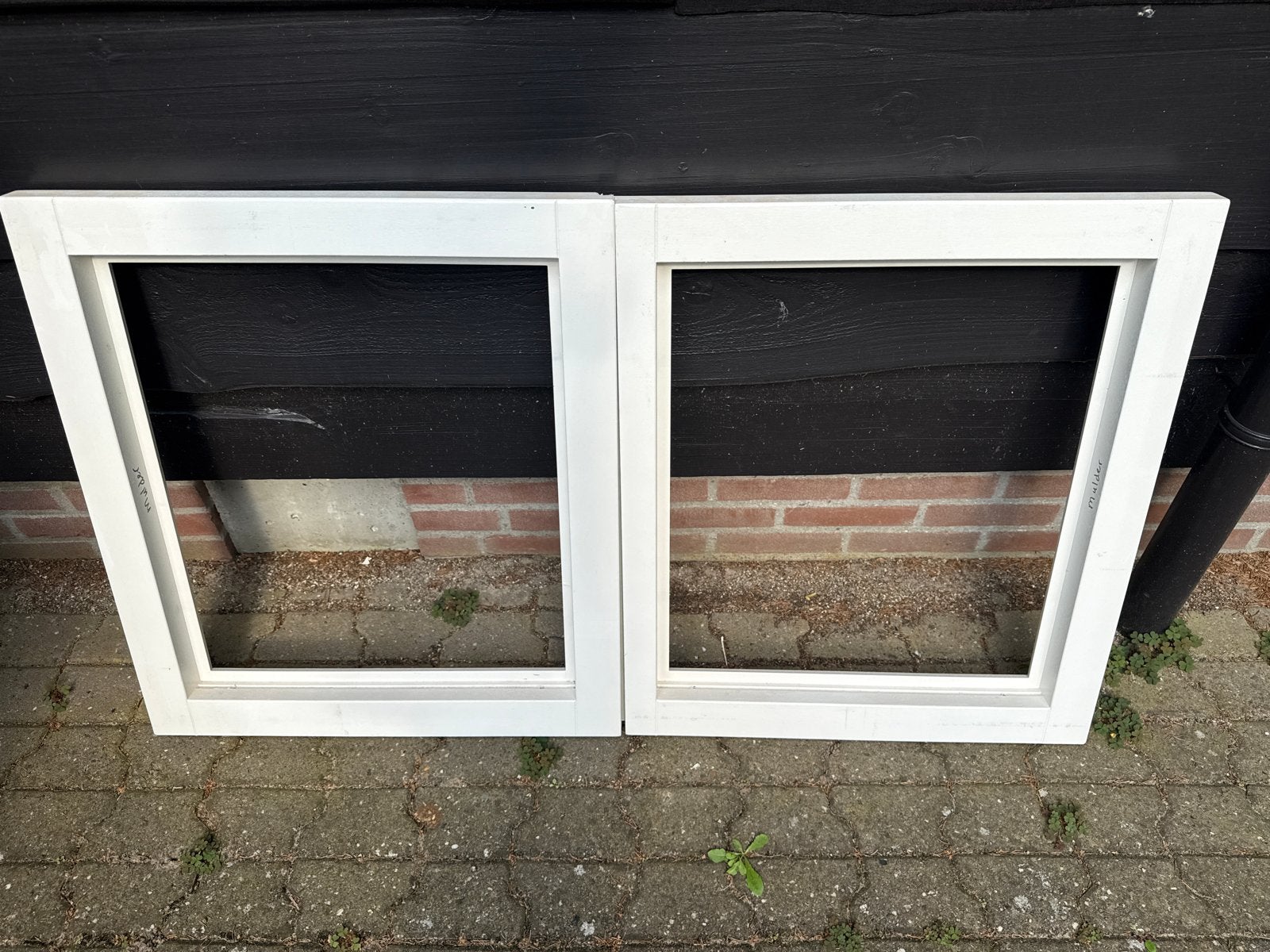 Nieuw Twee witte ramen met glas en latten, Ophalen, Zo goed als nieuw, Gevelraam of Ruit, 80 tot 120 cm