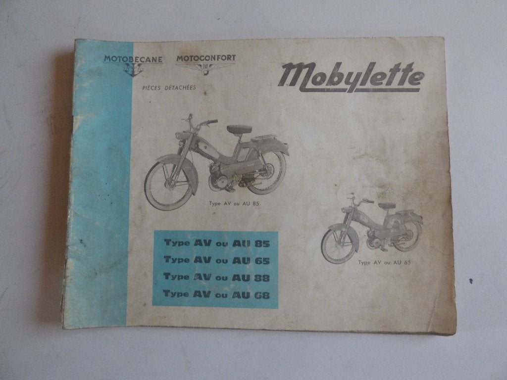 MOTOBECANE MOBYLETTE TYPE AV85,65,88,68 ONDERDELENLIJST, Ophalen of Verzenden, Gebruikt